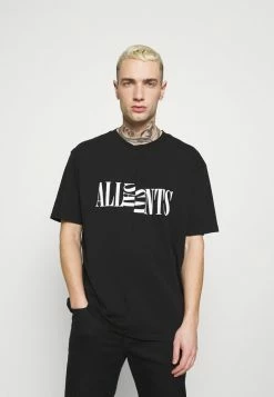 AllSaints NICO CREW - Print T-shirt - Jet Black/white