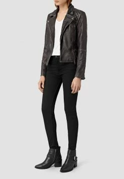 AllSaints CARGO BIKER - Leather Jacket - Black/grey -AllSaintsSales 16484f1d2dde4b8badff82f9d61aaa95