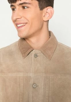 AllSaints FUSE TRUCKER JACKET - Leather Jacket - Fawn Beige -AllSaintsSales 19cbfe295ef84f389d3960014c111cdb