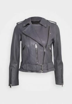 AllSaints BALFERN BIKER - Leather Jacket - Grey