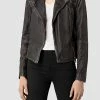 AllSaints CARGO BIKER - Leather Jacket - Black/grey -AllSaintsSales 2c3bc6b2f7b041679c3817eb6a54466d