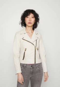 AllSaints DALBY BIKER - Leather Jacket - Ivory White
