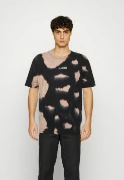 AllSaints NOVA CREW - Print T-shirt - Washed Black/dusty Pink