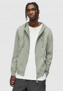 AllSaints BRACE - Zip-up Sweatshirt - Dark Sage Green