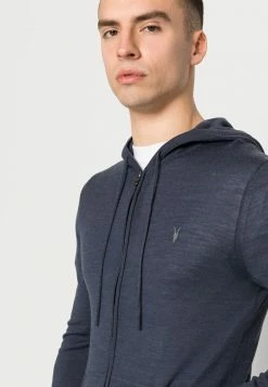 AllSaints MODE ZIP HOODY - Cardigan - Hazed Blue Marl -AllSaintsSales 43a828485a20419eb2d0375bf7479331