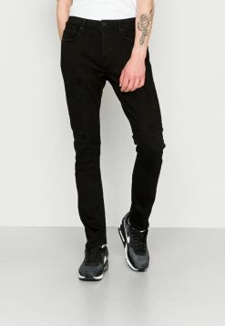 AllSaints CIGARETTE DAMAGED - Slim Fit Jeans - Black