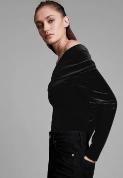 AllSaints DELTA VELVET - Jumper - Black -AllSaintsSales 6814caee42ec471e89b9770b96a11bfc