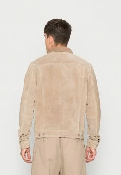 AllSaints FUSE TRUCKER JACKET - Leather Jacket - Fawn Beige -AllSaintsSales 6f690cc1160644d1a1e773b1eb4ee2ef