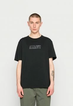 AllSaints SHADOW CREW - Print T-shirt - Washed Black