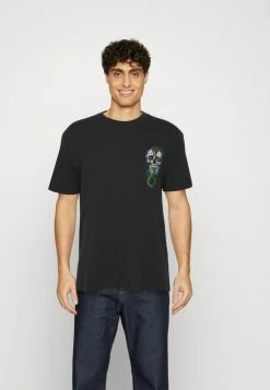 AllSaints ADDER CREW - Print T-shirt - Washed Black