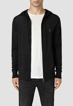 AllSaints MERINO - Zip-up Sweatshirt - Black
