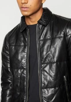 AllSaints COBB PUFFER JACKET - Leather Jacket - Black -AllSaintsSales 9d8a66b4a7114fb896deb3b85a737e76