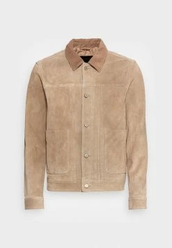 AllSaints FUSE TRUCKER JACKET - Leather Jacket - Fawn Beige -AllSaintsSales a9fadd53e69b460ea73b46439026f9c4