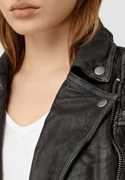 AllSaints CARGO BIKER - Leather Jacket - Black/grey -AllSaintsSales aaec3b8e4dce453f9057ce300ef58a1b