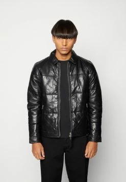 AllSaints COBB PUFFER JACKET - Leather Jacket - Black
