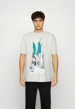 AllSaints HOWL CREW - Print T-shirt - Grey Marl