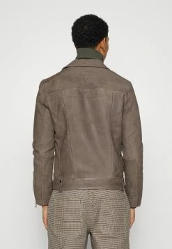 AllSaints MILO BIKER - Leather Jacket - Inox Grey -AllSaintsSales ce2340f8d27c4fdfa6e1e9ad598cad5f