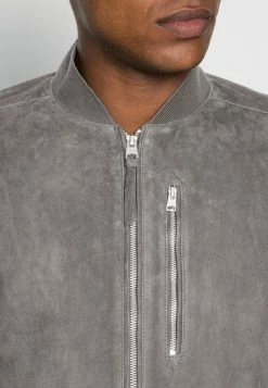 AllSaints KEMBLE - Leather Jacket - Ash Grey -AllSaintsSales dbc075796ec441d4ac54c1525162041f