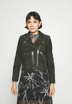 AllSaints BALFERN BIKER - Leather Jacket - Emerald Green