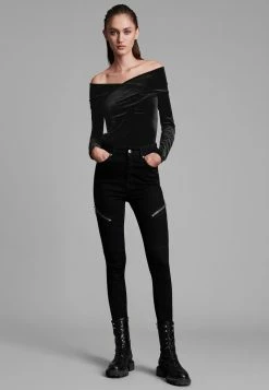AllSaints DELTA VELVET - Jumper - Black