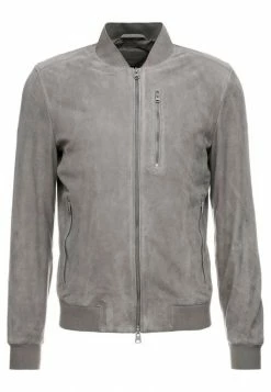 AllSaints KEMBLE - Leather Jacket - Ash Grey -AllSaintsSales edb26212fd074b1fa3e9b7c4dd547d8b