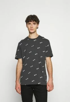 AllSaints LO-FI HI-FI CREW - Print T-shirt - Washed Black/ecru