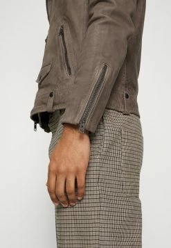 AllSaints MILO BIKER - Leather Jacket - Inox Grey -AllSaintsSales fec129e064e142019c7ab5417638c182